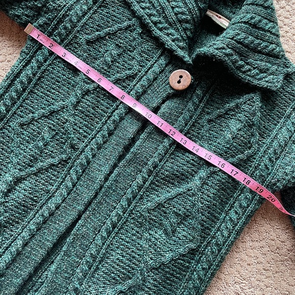 Made in Ireland green wool knit long sweater - Picture 10 of 15